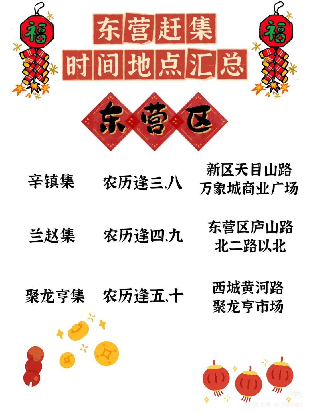 收藏！東營趕集時間地點彙總來了！