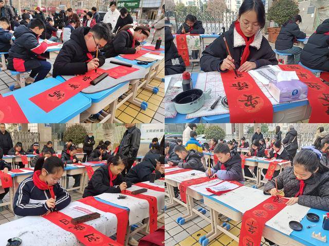 紅紙鋪展、墨寶飄香，二七區興華小學義寫春聯為居民送祝福