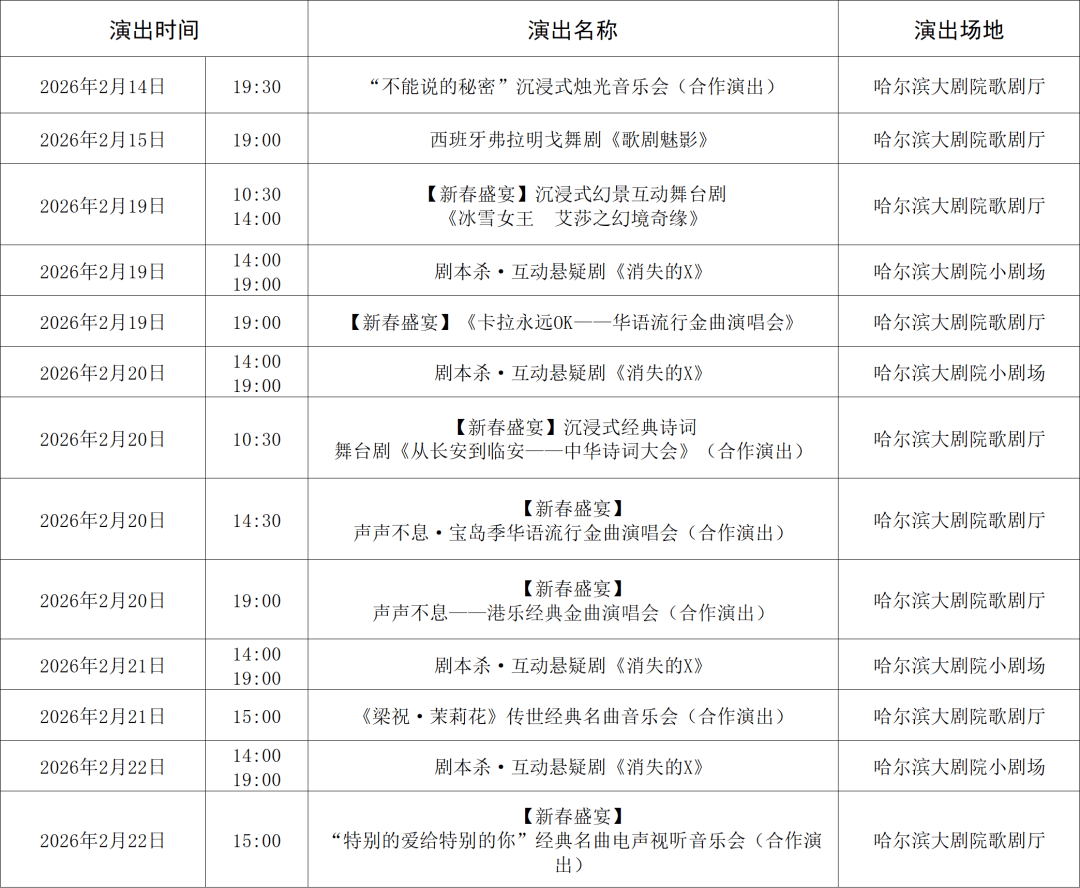 哈爾濱春節煙花秀+演出日程，收藏別錯過