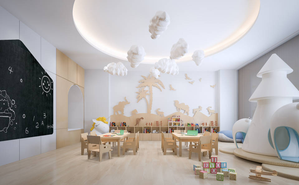 陝西幼兒園裝修施工，陝西幼兒園地面鋪裝，陝西託兒所裝修施工