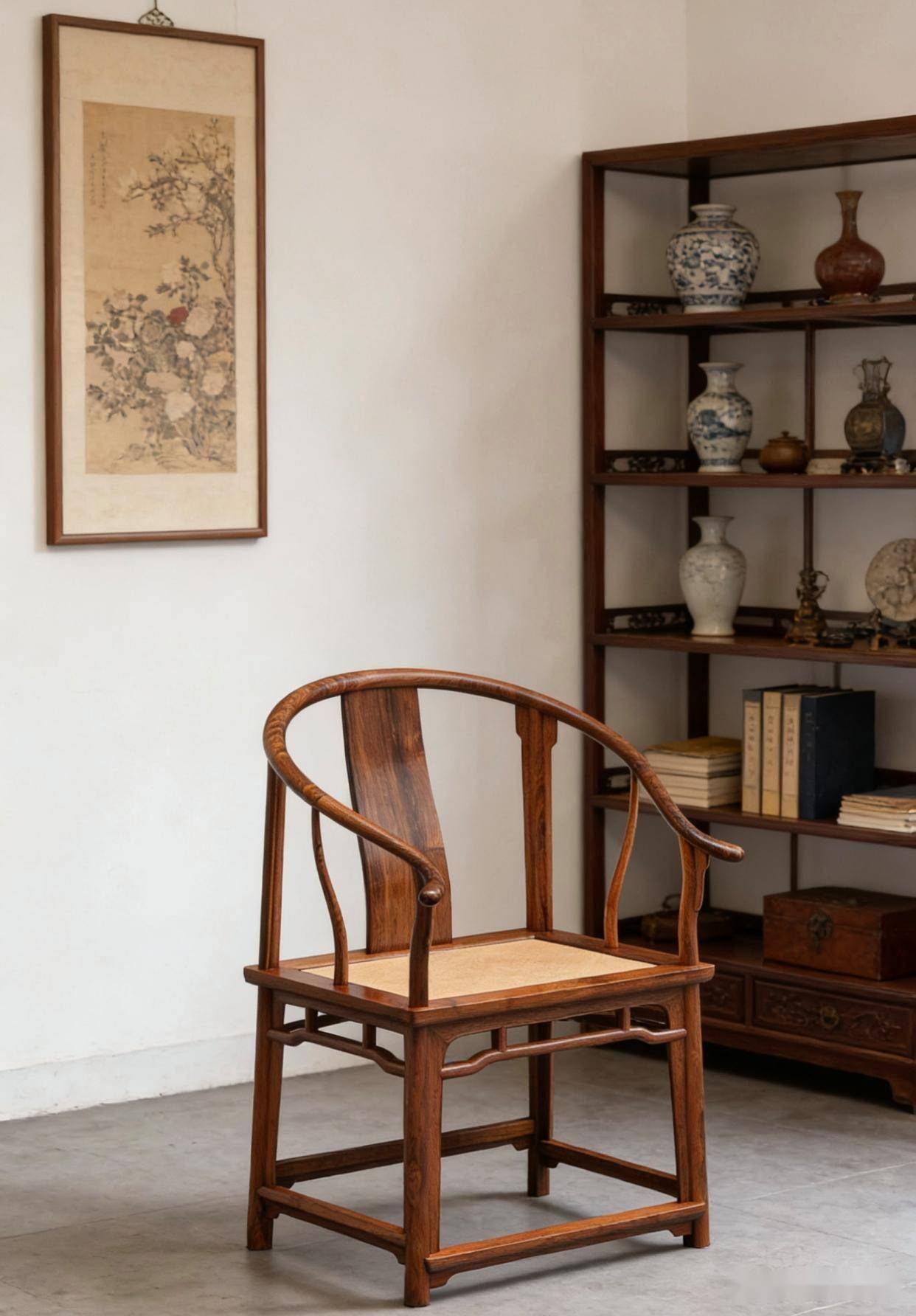 天圓地方，收藏級黃花梨，藤面圈椅