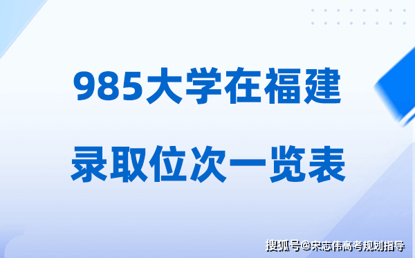 985大學在福建的錄取位次表_2026年985在福建要多少人